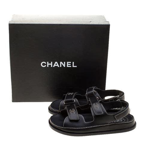 chanel black 2020 collection velcro dad beach sandals|chanel sandals canada.